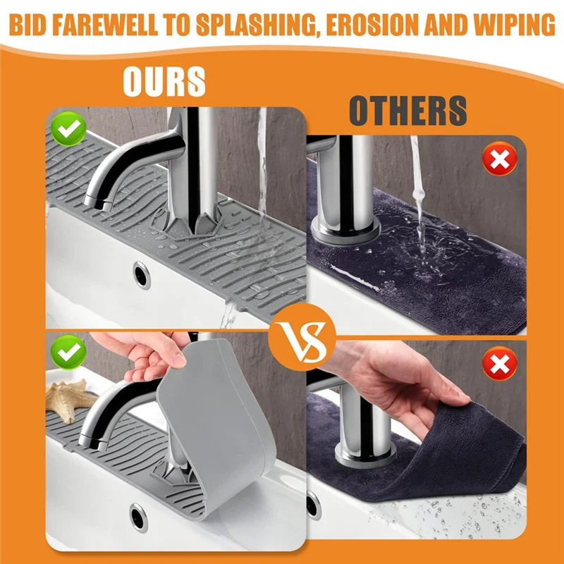 A59E-2PCS キッチンシンクスプラッシュ蛇口マットスプラッシュキャッチャーハンドルドリップキャッチャートレイ多目的キッチン食器乾燥マット