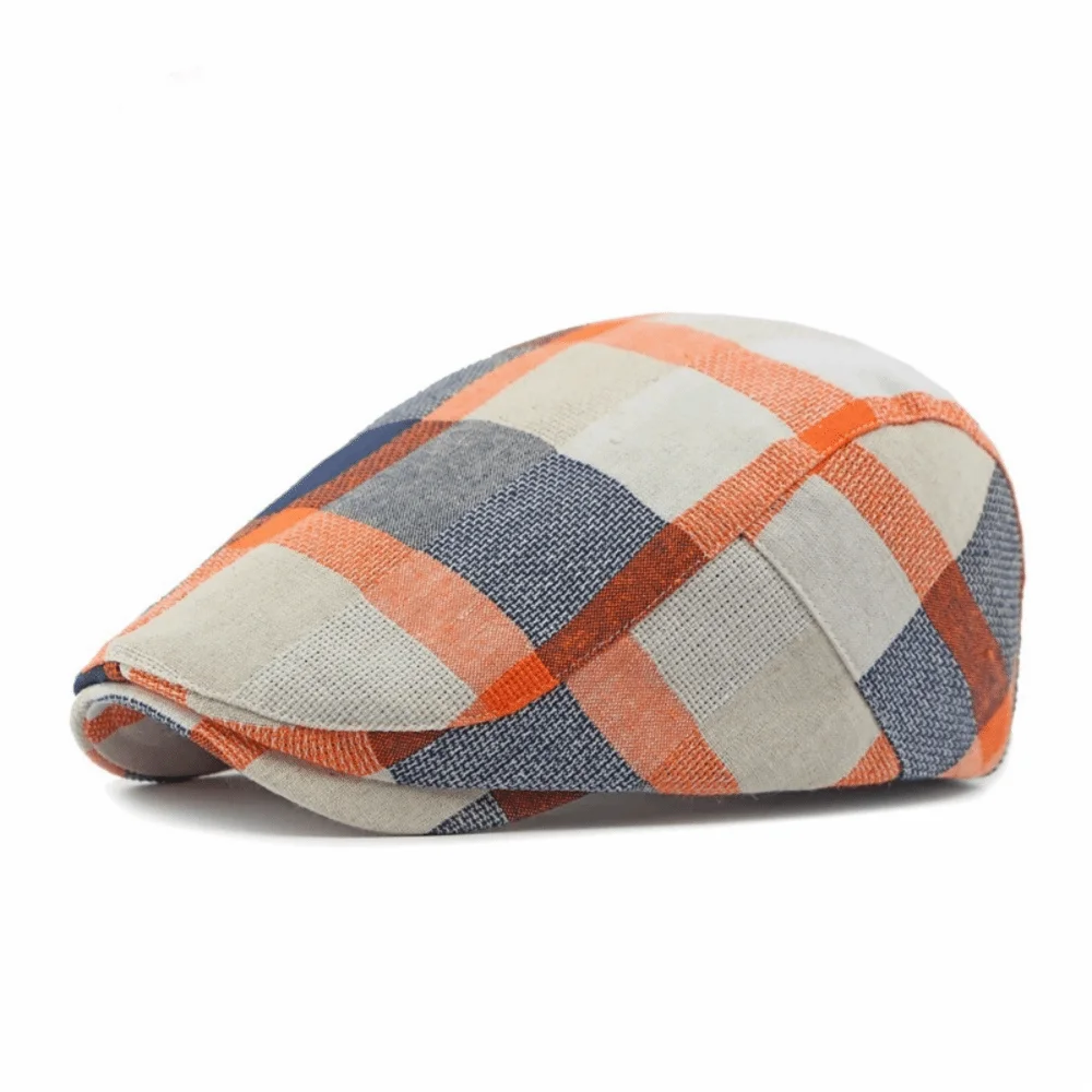 

Unisex Colorful Plaid Berets Button Adjustable Thin Flat Caps Breathable Soft Painter Caps for Men Women