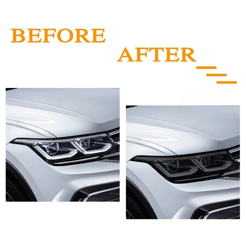 2 Pcs For Volkswagen VW Tiguan R Line Facelift 2020 2021 Car Headlight Tint Smoked Black Protective Film Transparent TPU Sticker