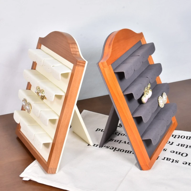 Solid Wood Earrings Display Rack Counter Earrings Display Stand Desktop Jewelry Organizer Holder Women Jewelry Hanging Racks