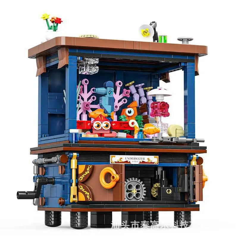 1053 Uds. Decoración del hogar de ciudad microcosmo del mar profundo creativo con luz LED forma de pez marino bloques de construcción pez payaso juguetes regalos