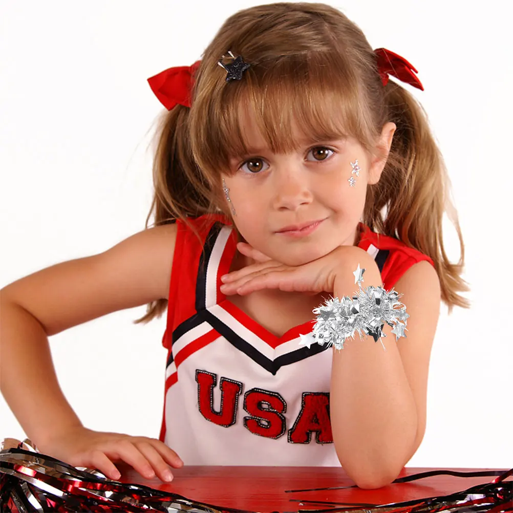 

6 Pcs Flower Kids Cheer Gear Plastic Dance Accessories Cheerleading Supplies Pom Sets for Party Sports Event Pom Poms Team
