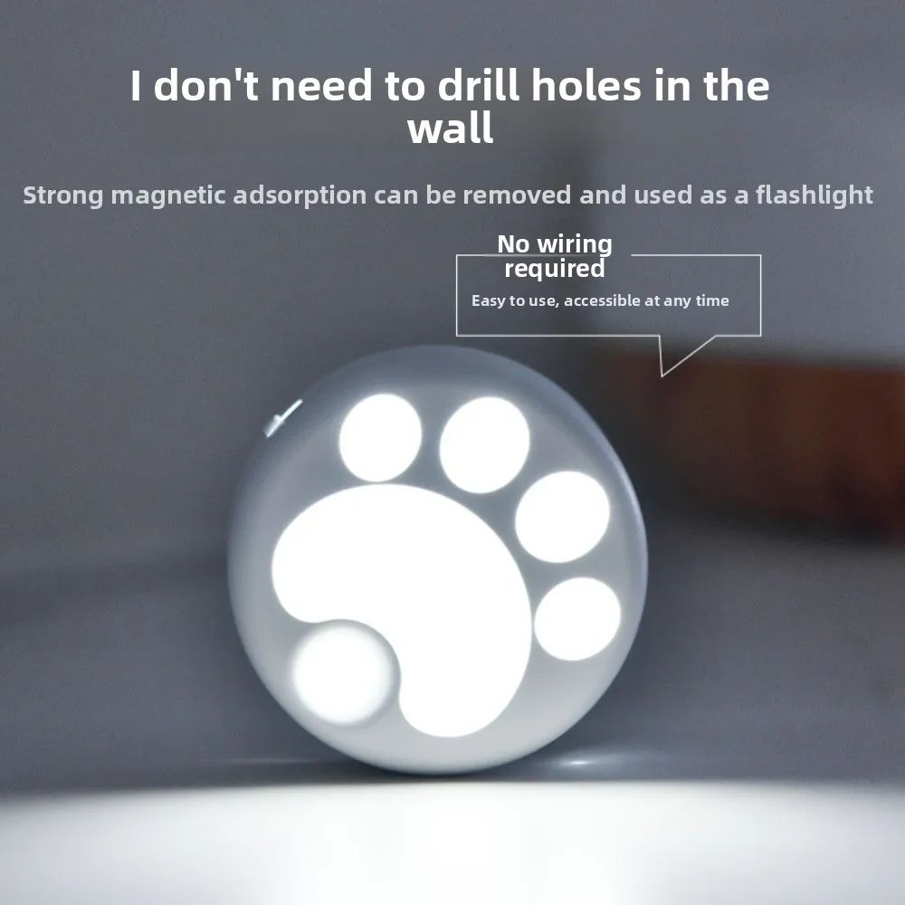 Motion Sensor Cat Claw LED Night Light - Wireless Magnetic Drill-Free Wall Lamp for Kitchen & Hallway Auto Glow