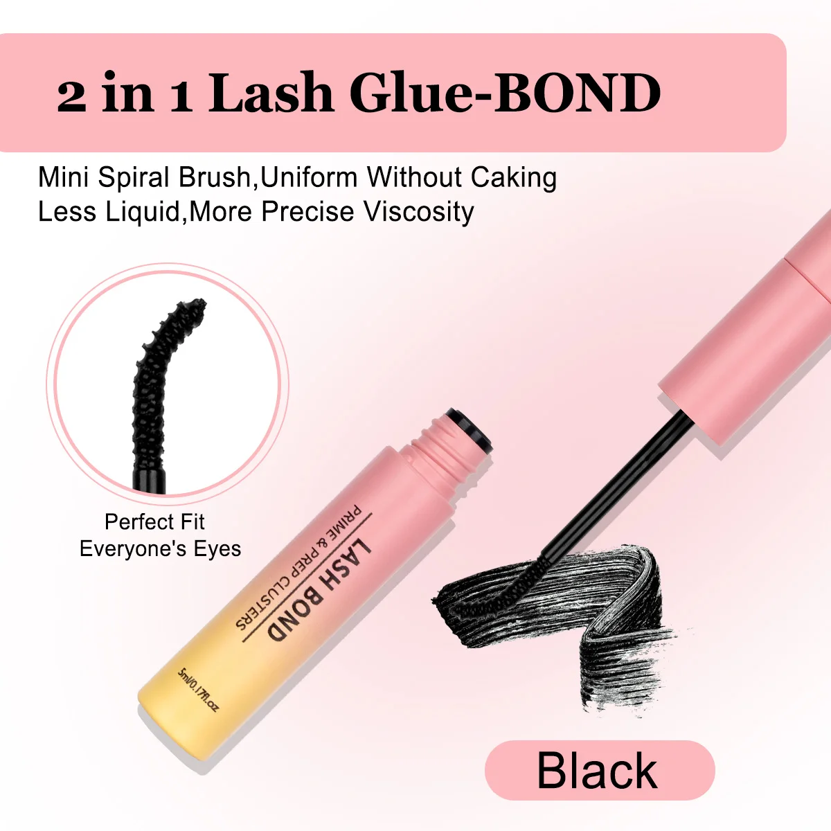Lash Bond and Seal Waterproof 10ML for Lash Clusters Super Strong Long Lasting Eyelash Glue for DIY at Home