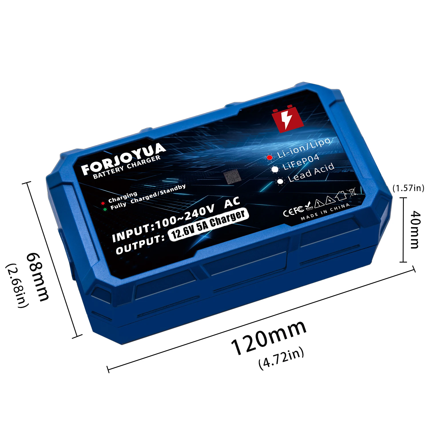 Caricabatteria 12.6V 5A per batteria al litio 18650 agli ioni di litio 3S 11.1V con connettore di qualità Hign DC5.5 * 2.1mm spina ue/usa