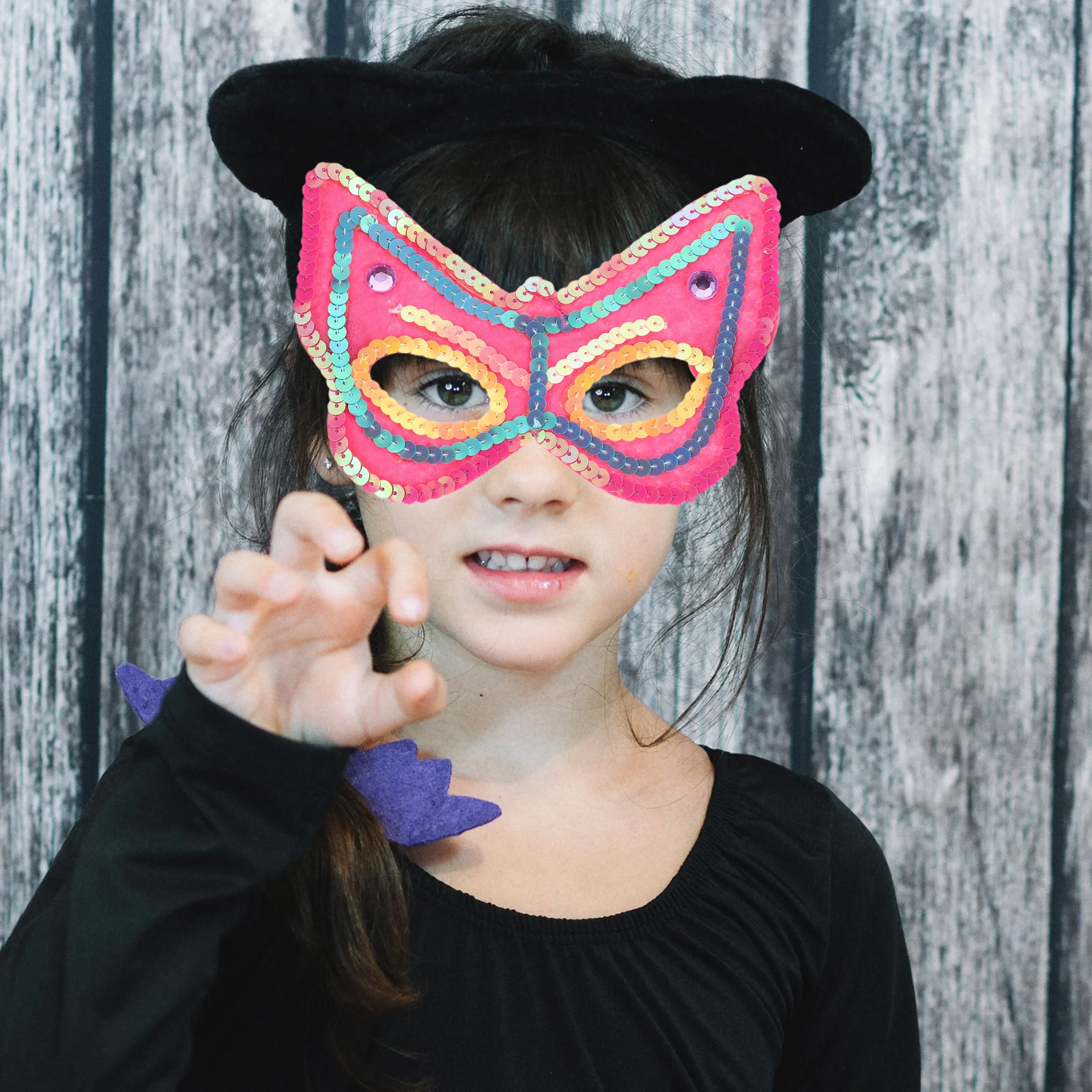 

4Pcs Butterfly Mask Kids Masquerade Costume Shining Sequin Masquerade Ball Face Mask for Halloween Carnival Party