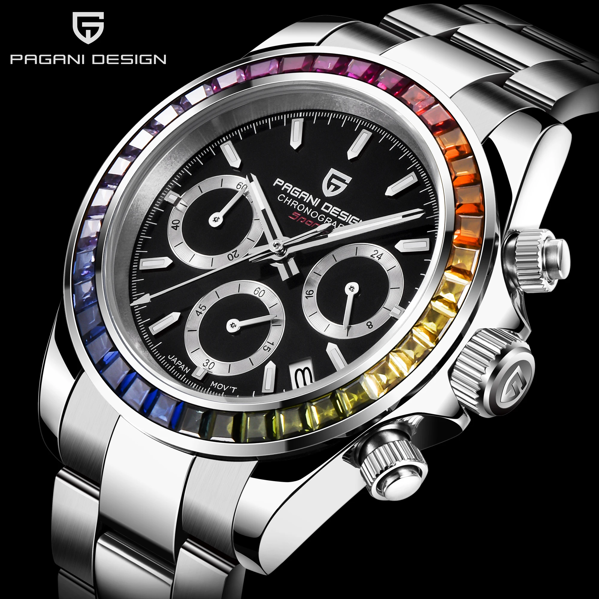 2025 New PAGANI DESIGN PD1644 Man Quartz Wristwatches 40MM Sapphire 316L Stainless Steel 100m Waterproof whtch Reloj Hombre V2