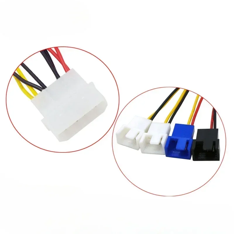Computer Cooling Fan Cables for CPU PC Case Fan, 1pcs 4 - Pin Molex To 3 - Pin Fan Power Cable Adapter Connector 12v*2 / 5v*2