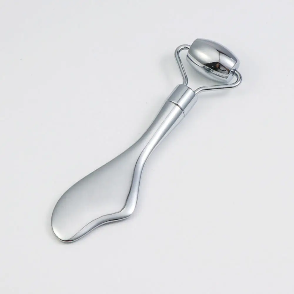 أدوات غوا شا للوجه تدليك أسطوانة الوجه للبشرة والفولاذ المقاوم للصدأ غوا شا 2 في 1 مناسبة للعناية اليومية بالبشرة والجسم والرقبة