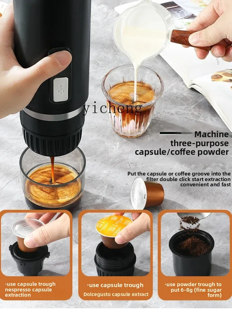 

ZZ Portable Coffee Machine Electric Small Espresso Powder Capsules Dual Purpose Car Travel Outdoor