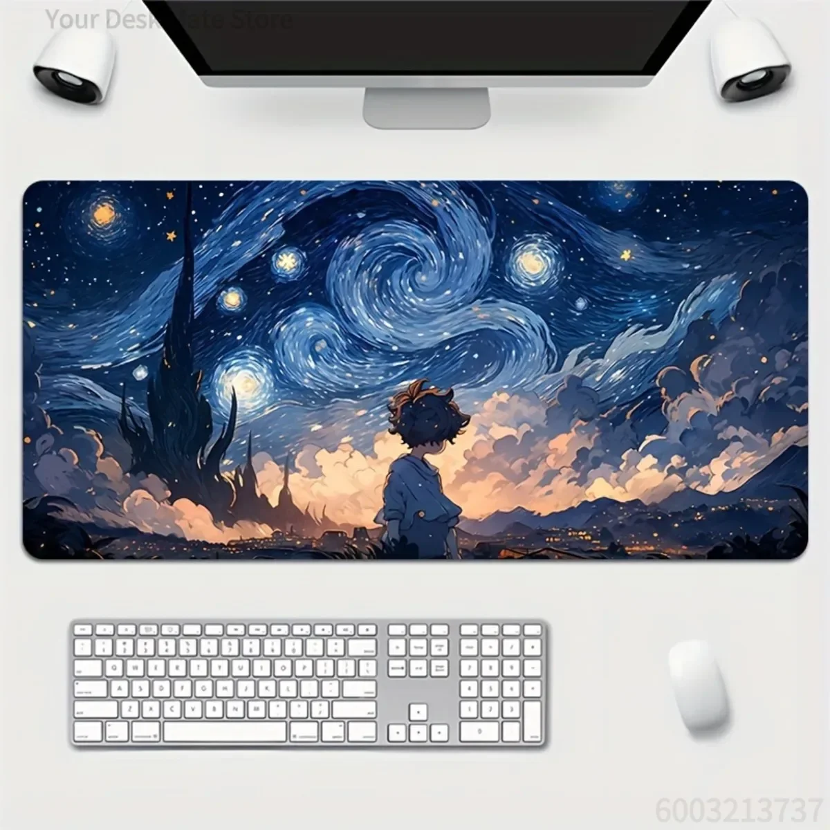 

1pc Rubber Multi-Purpose Mouse Pad Starry Night Sky Anime Scenery HD Print Non-Slip Durable Mat for Office Home Gaming