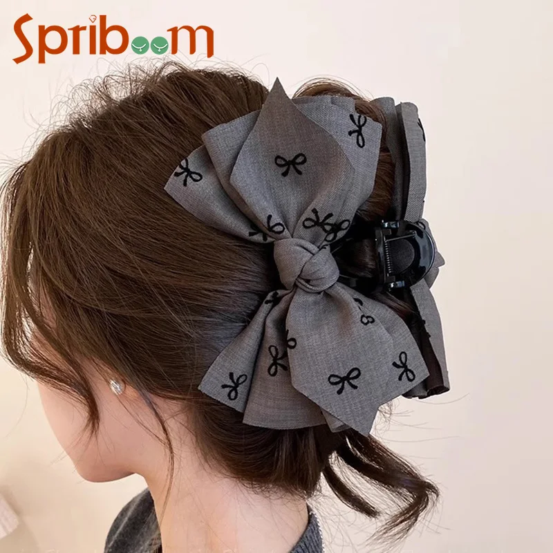 الكورية الأزياء القوس مقاطع الشعر للنساء الاكريليك القماش دبوس الشعر مخلب كبير القرش كليب مزاجه أنيقة إكسسوارات الشعر جديد #1