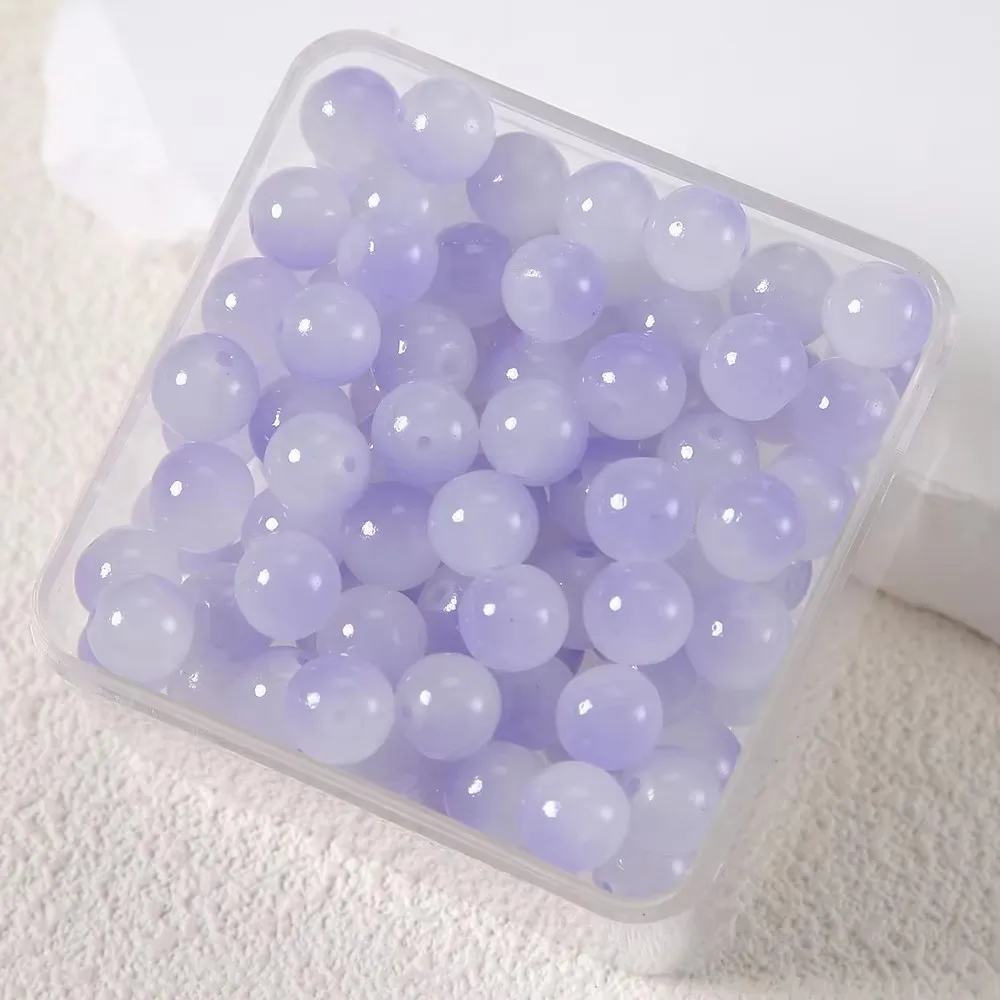 

New 50pcs Gradient Color Jelly Round Glass Bead Loose Spacer Beads Fashion Jewelry DIY Gift Bracelet Necklace Wholesale