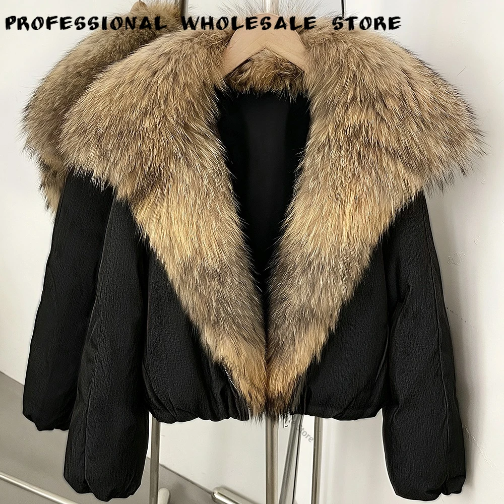 Women Insulated Quilted Down Puffer Coat Big Fur Trim Lightweight Outerwear for Daily Commuting Winter Seasonal Fashion Wear