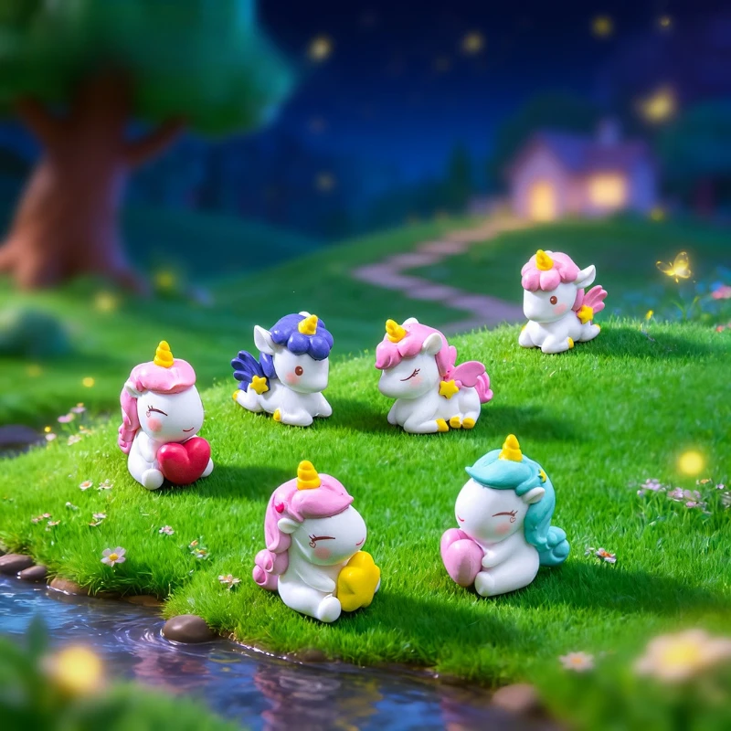 Cute Star Unicorn Miniature Garden Micro Landscape DIY Crystal Ball Accessories Cake Car Desktop Small Figurine Decoration