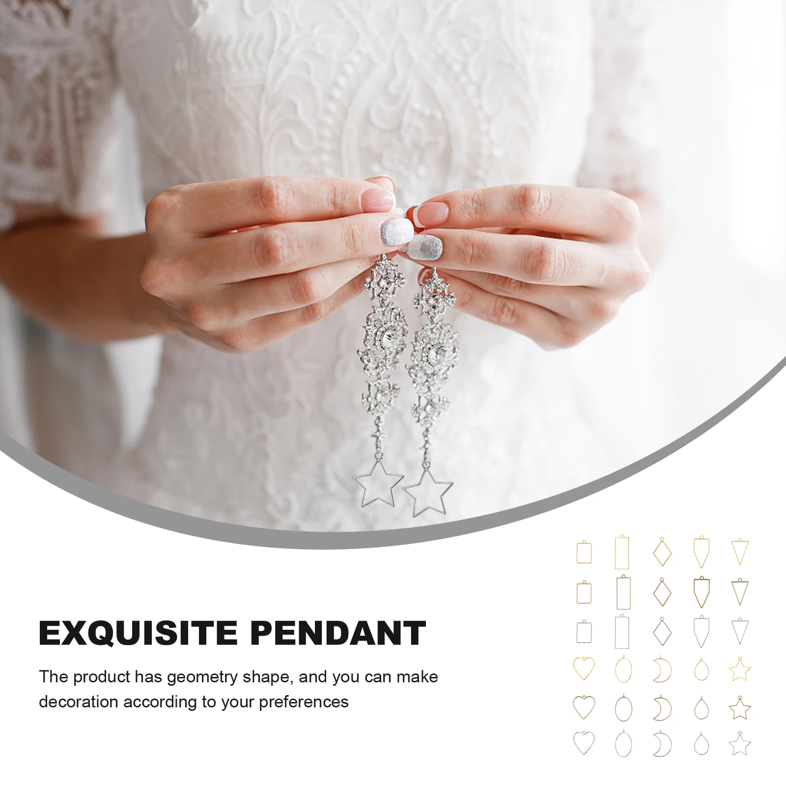 

30 Pcs Hollow Pendant Accessories DIY Accessory Jewelry Making Gadget Geometry Charm Earrings Decor Alloy