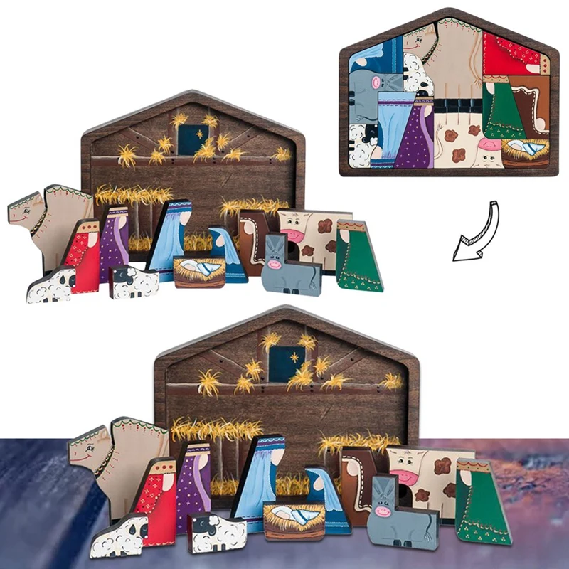 Wooden Jesus Puzzles Nativity Puzzle With Wood Burned Design Jigsaw Puzzle Game For Adults And Kids Desk Figurines