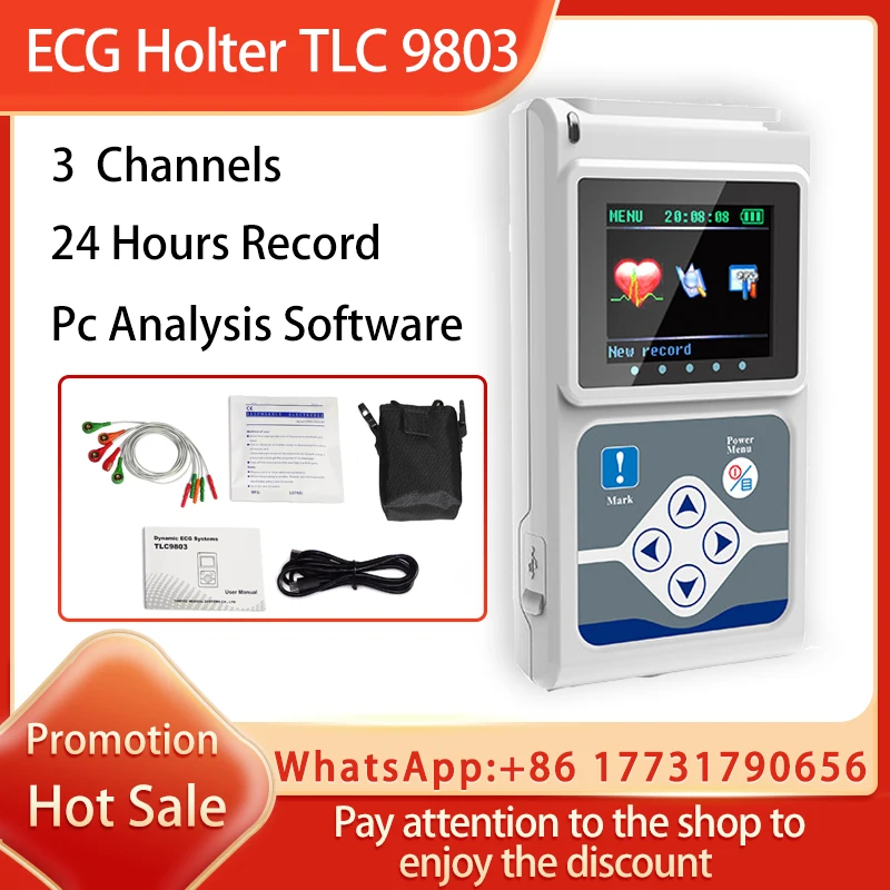 CONTEC TLC 9803 Sistema de monitorización de ECG dinámico Grabadora de 24 horas Holter TLC9803 Cable y electrodos adicionales gratuitarios