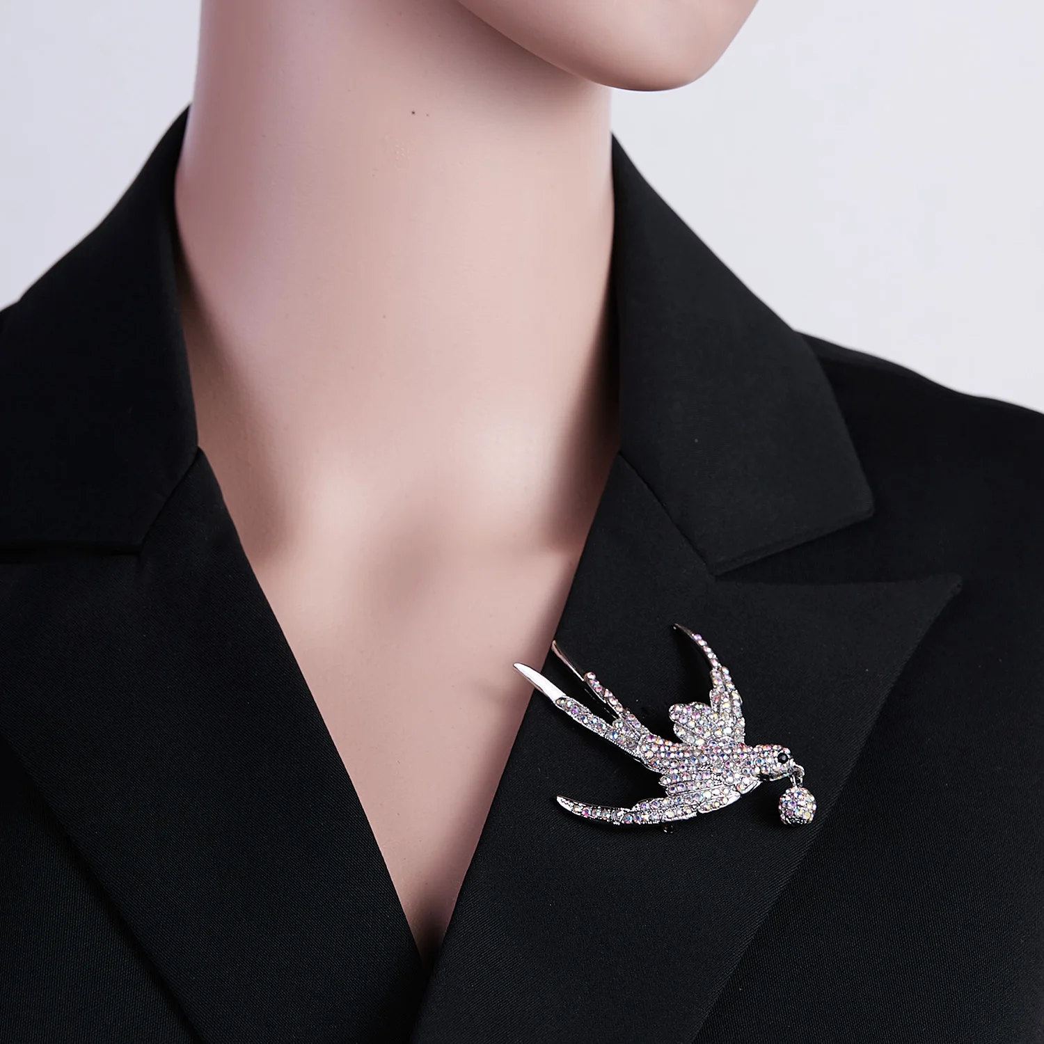 Rinhoo Voll Strass Flying Vögel Brosche für Frauen Lebendige Vogel Schlenker Runde Perlen Tier Revers Pins Hummingbird Abzeichen Corsage – Detail 26