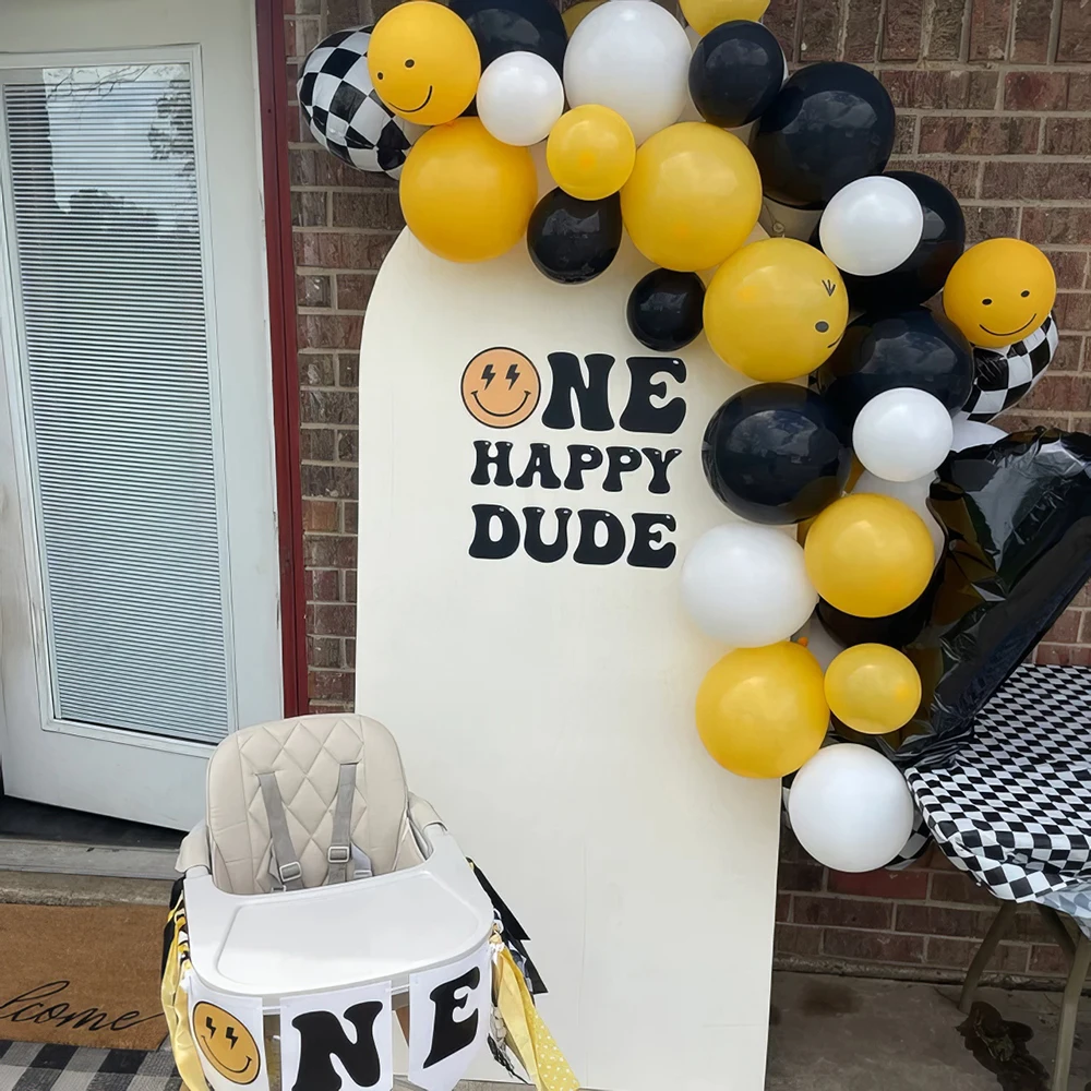 

One Happy Dude Birthday Party Backdrop Wall Sticker Happy 1st Birthday for Balloon Arch Decal Home Decor