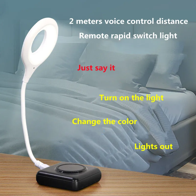 USB Voice-Activated Voice Night Light Artificial Intelligence Control Atmosphere LED Bedside Portable Intelligent Voice Lamp