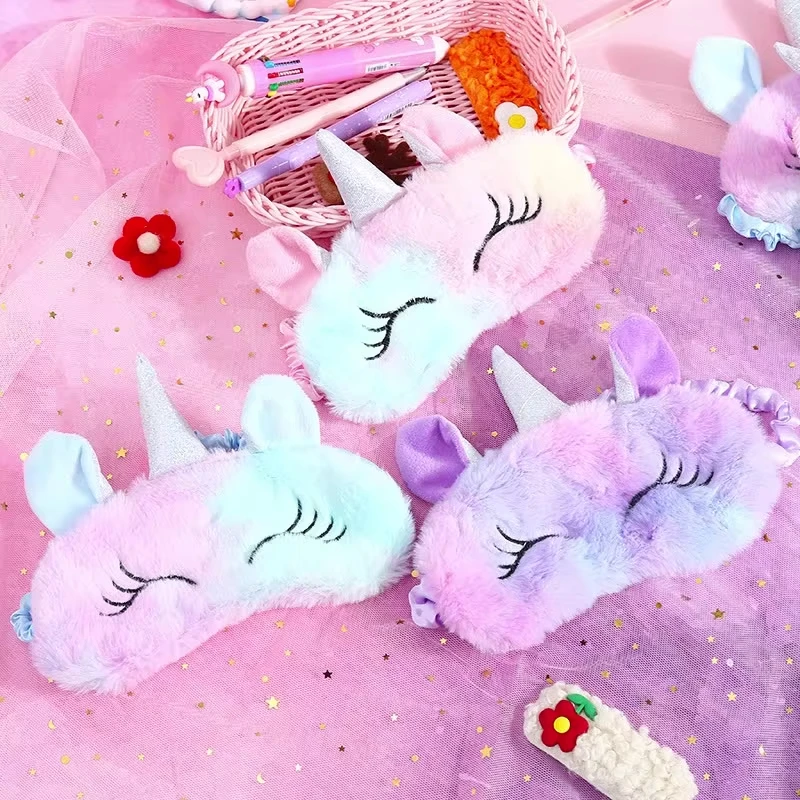 قناع نوم كارتوني يونيكورن للحفلات للأطفال والكبار هدية عيد الميلاد ليتل بوني لطيف من القطيفة رقعة عين للنوم