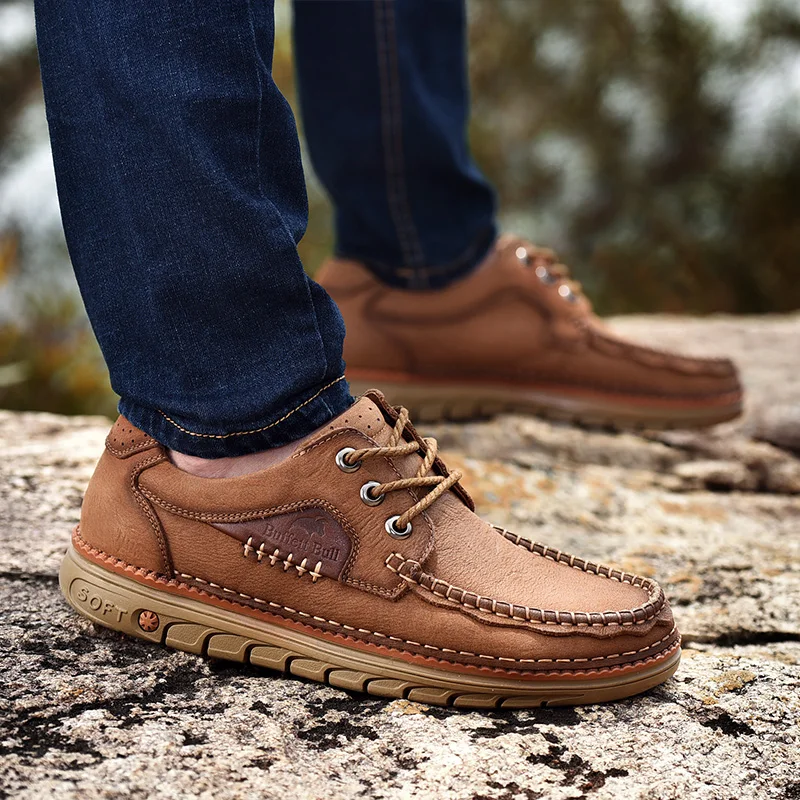 

Мужские лоферы из натуральной кожи ручной работы, деловая обувь в итальянском стиле на шнуровке, повседневная обувь для руководителей