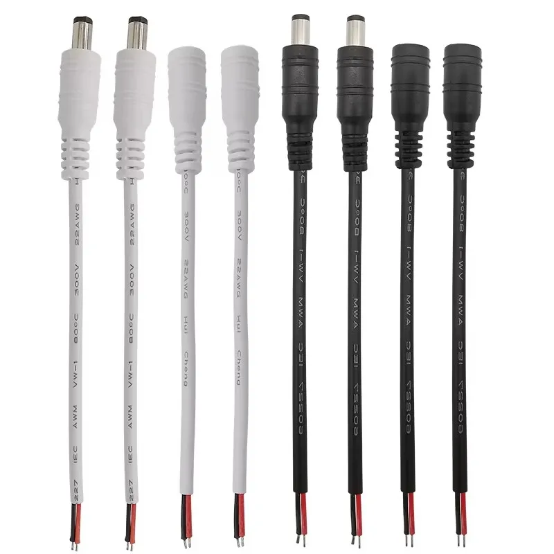 10 قطعة 5.5x2.1 مللي متر تيار مستمر ذكر أنثى التوصيل كابل الطاقة لحام موصل محول ضفيرة سلك ل كاميرا تلفزيونات الدوائر المغلقة LED قطاع