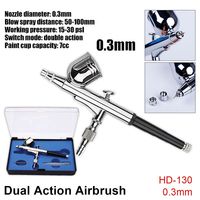 Airless Air Gravity Model Spraying Torch Dual Action HD-130 Mini Airbrush 0.3mm 2 Strokes Feed Spray Torch