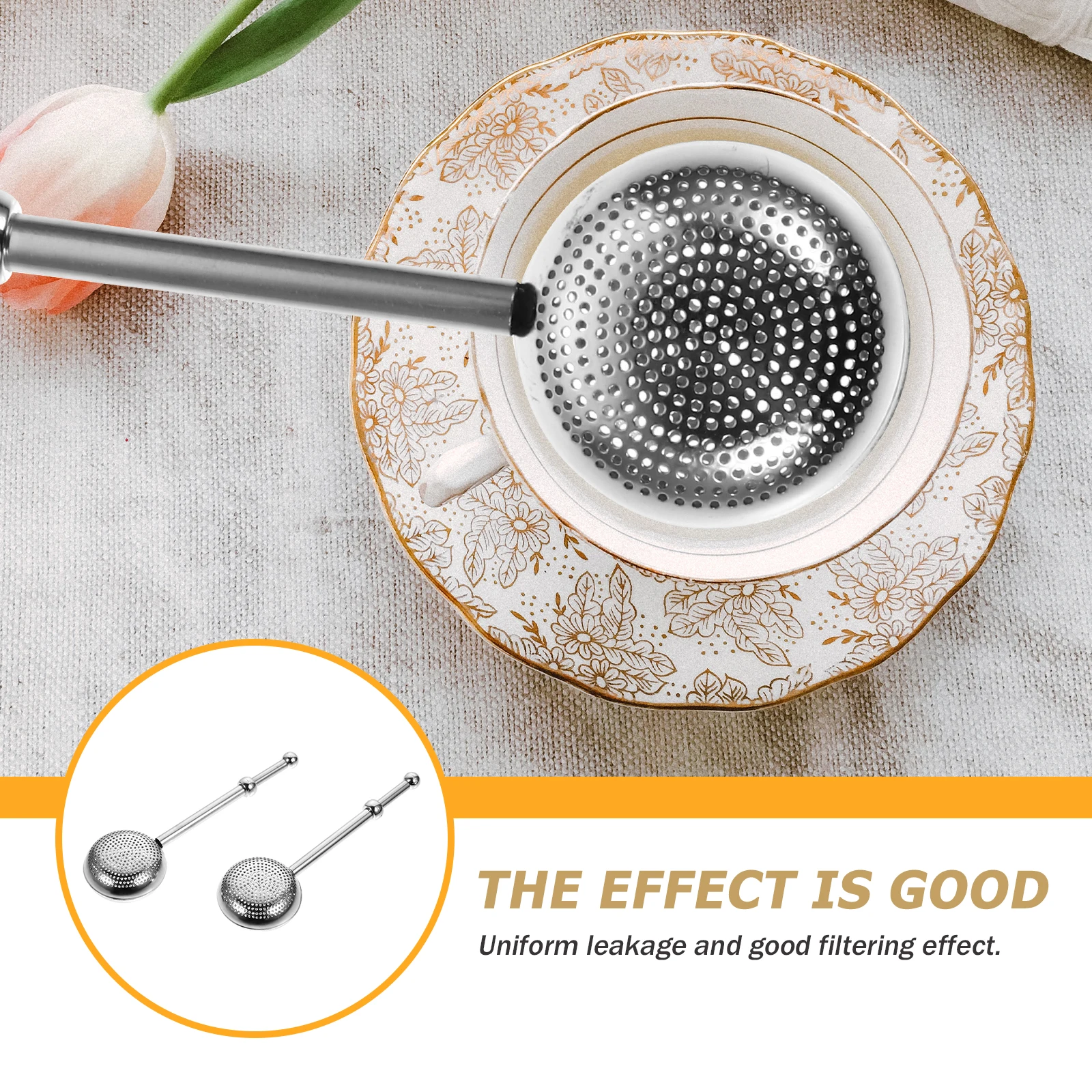 

2pcs Stainless Steel Tea Strainer Infuser Balls Retractable Filter Home Restaurant Teahouse Kitchen Bar Accessories