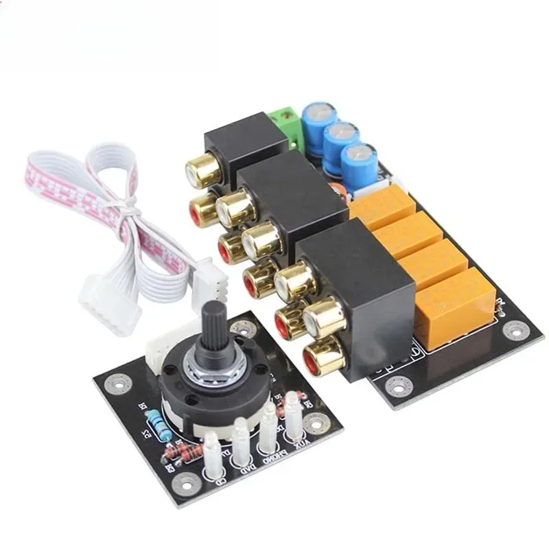 Lotus Seat Stereo Relay 4-way Audio Input Signal Selector Switching RCA Switch Input Selection Board for Amplifier B7-002