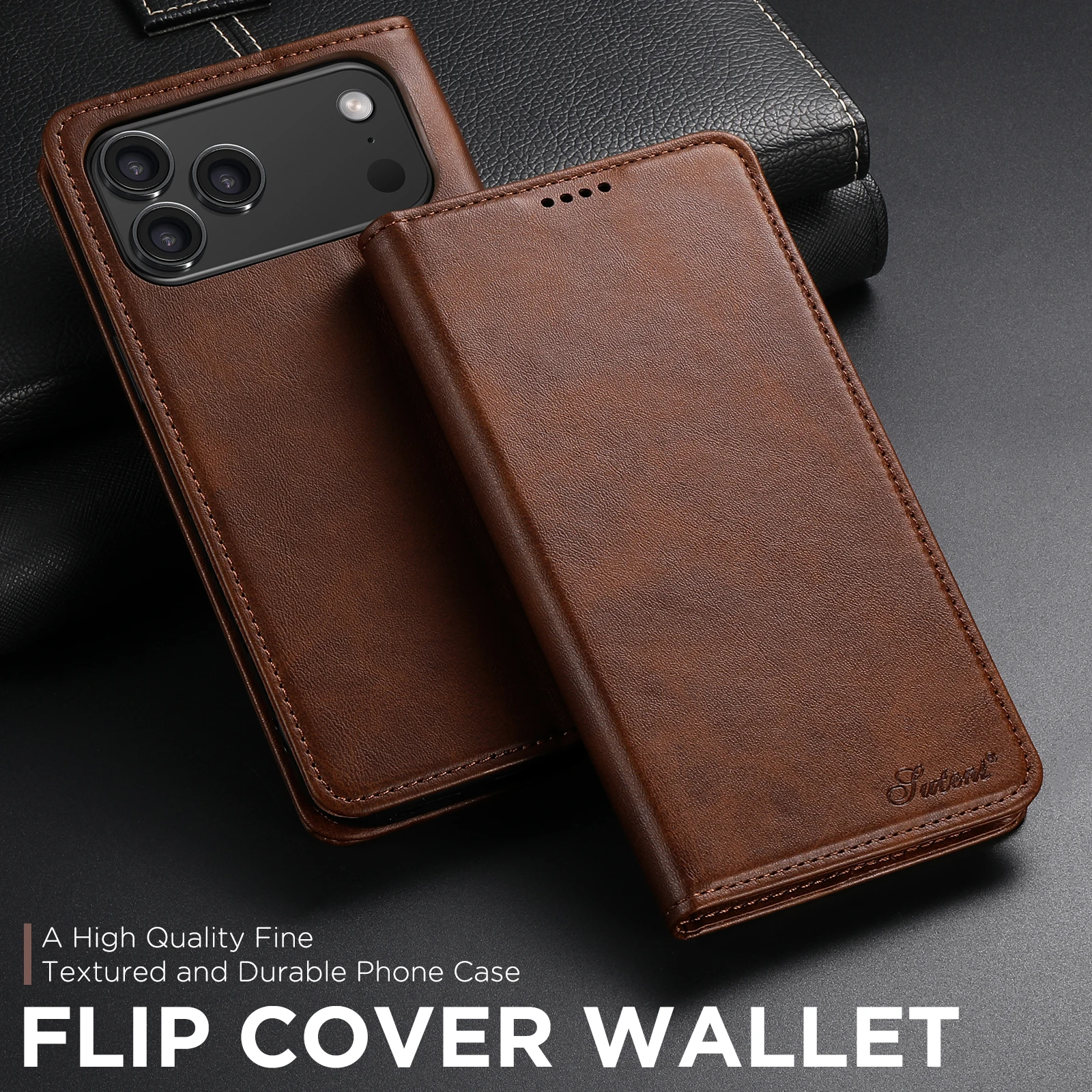 SUTENI Kunstleder-Kartenhalter-Standfunktion-Geldbörse Magnet-Flip-Cover Handyhülle für iPhone 18 Pro Max 17 16 Plus 15 Pro 14 13 12 – Detail 35