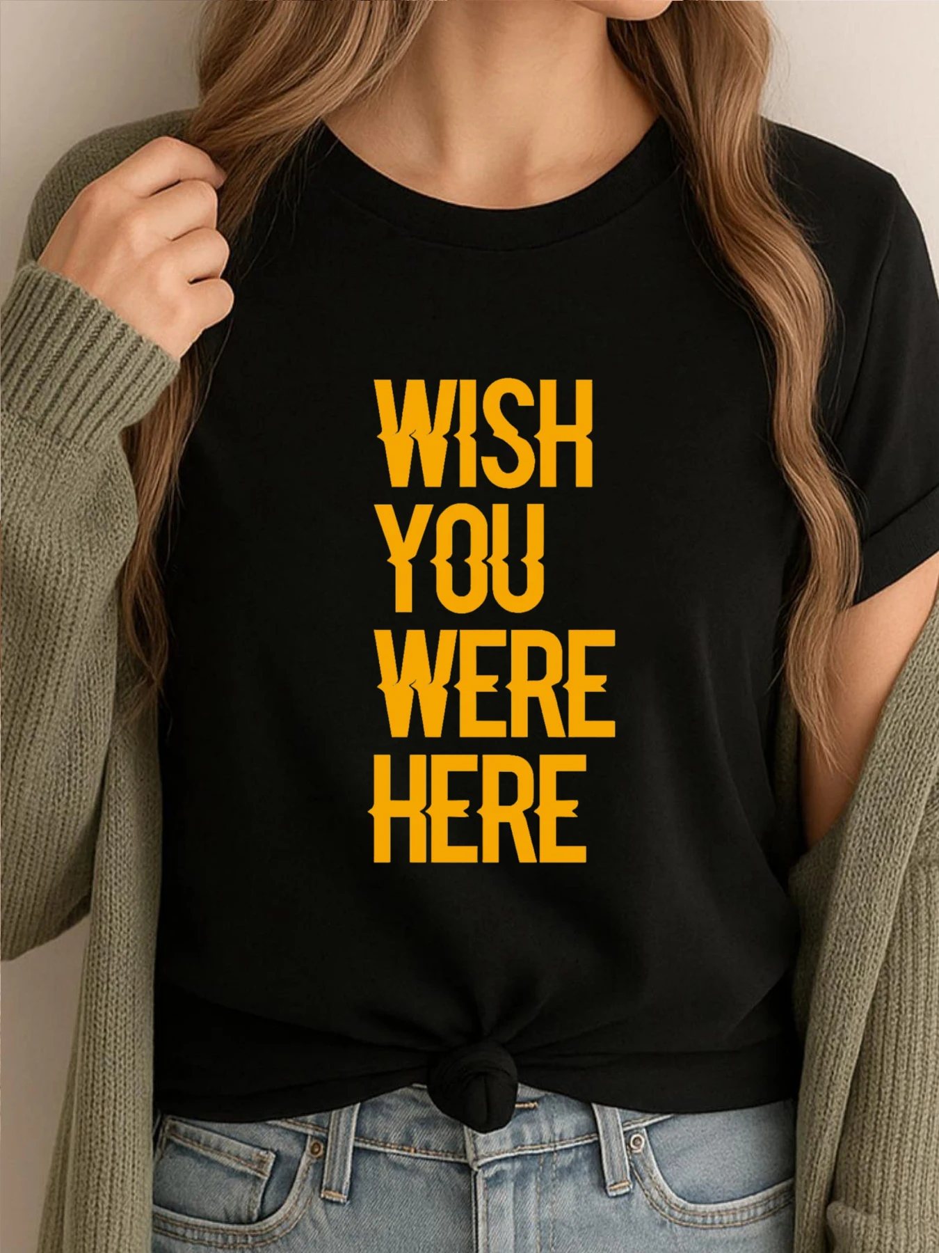 Wish You Were Here Camisetas gráficas, camisetas para hombres, camisetas con letras impresas, ropa suave de diseñador de lujo para hombres, estilo Simple