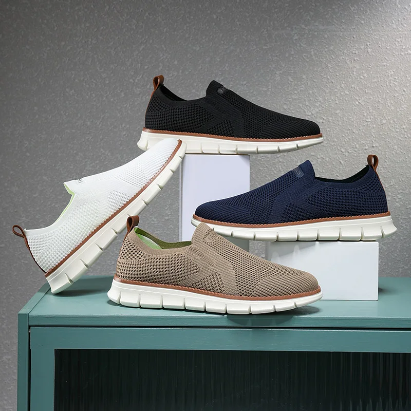 

Дышащие мужские повседневные туфли, легкие мужские кроссовки для улицы, противоскользящие, без шнуровки, на плоской вулканизированной подошве