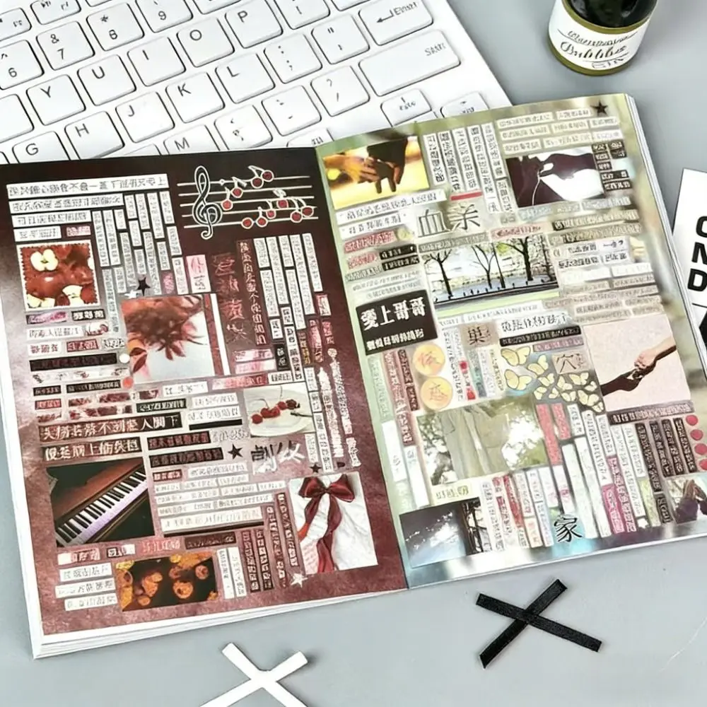 Japanese Style Sticker Book Cut Film Sheets Booklet Format Decorative Stickers Collage Layout Mixed Motifs Scrapbook Stickers