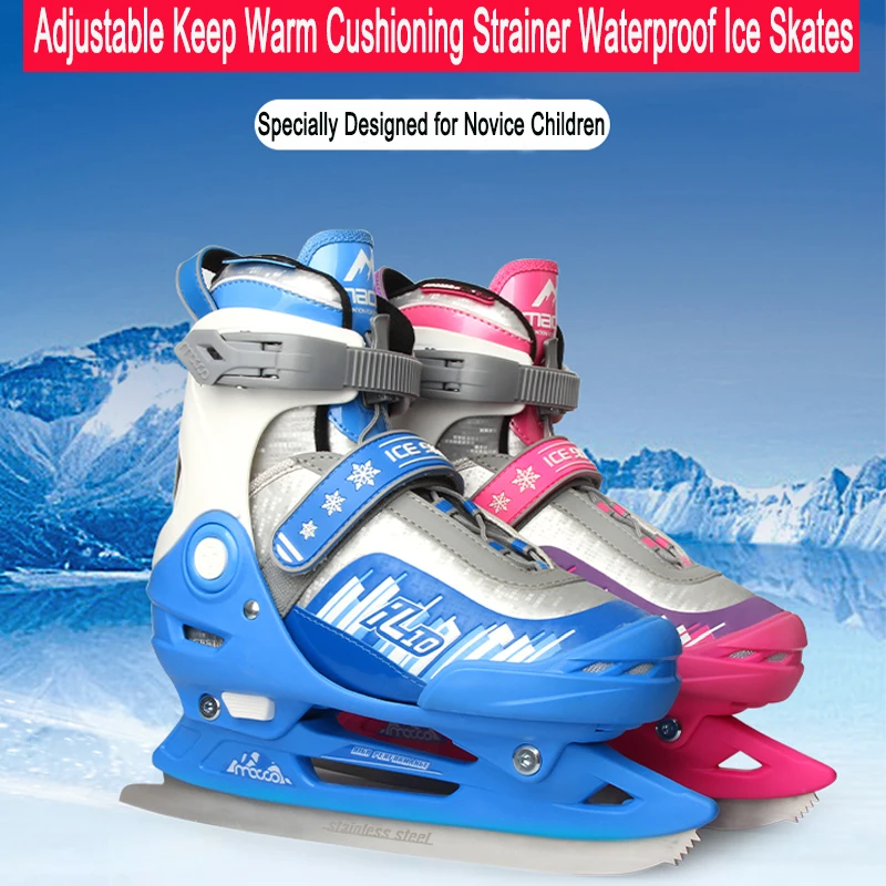 Adjustable Ice Blade Speed Skates Shoes Keep Warm Cushioning Strainer Waterproof Ice Hockey Skating Shoes for Beginners Children