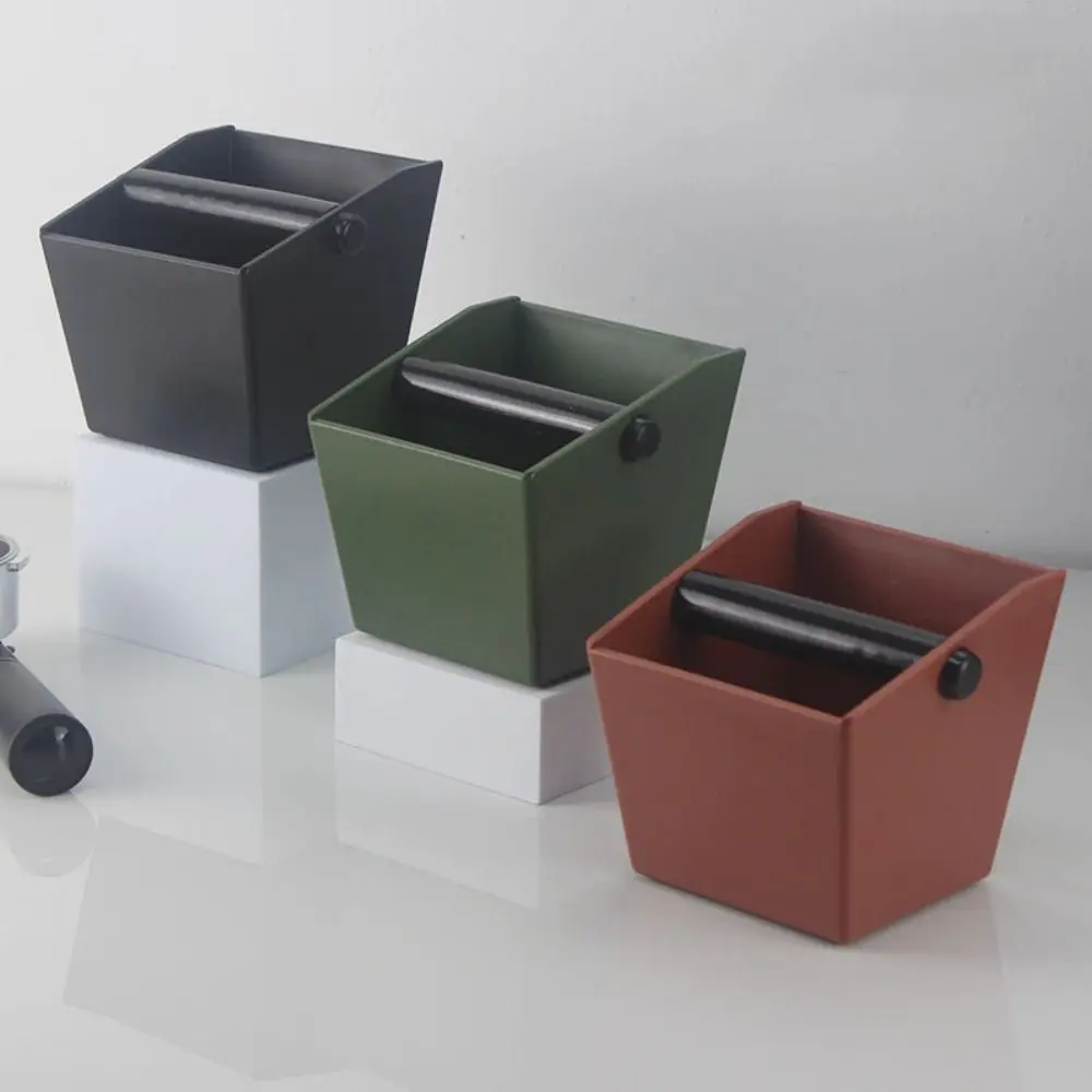 Anti Slip Coffee Grounds Bucket Semi-automatic Shock-absorbent Coffee Knock Box Diagonal Mouth Reusable Knocking Slag Container