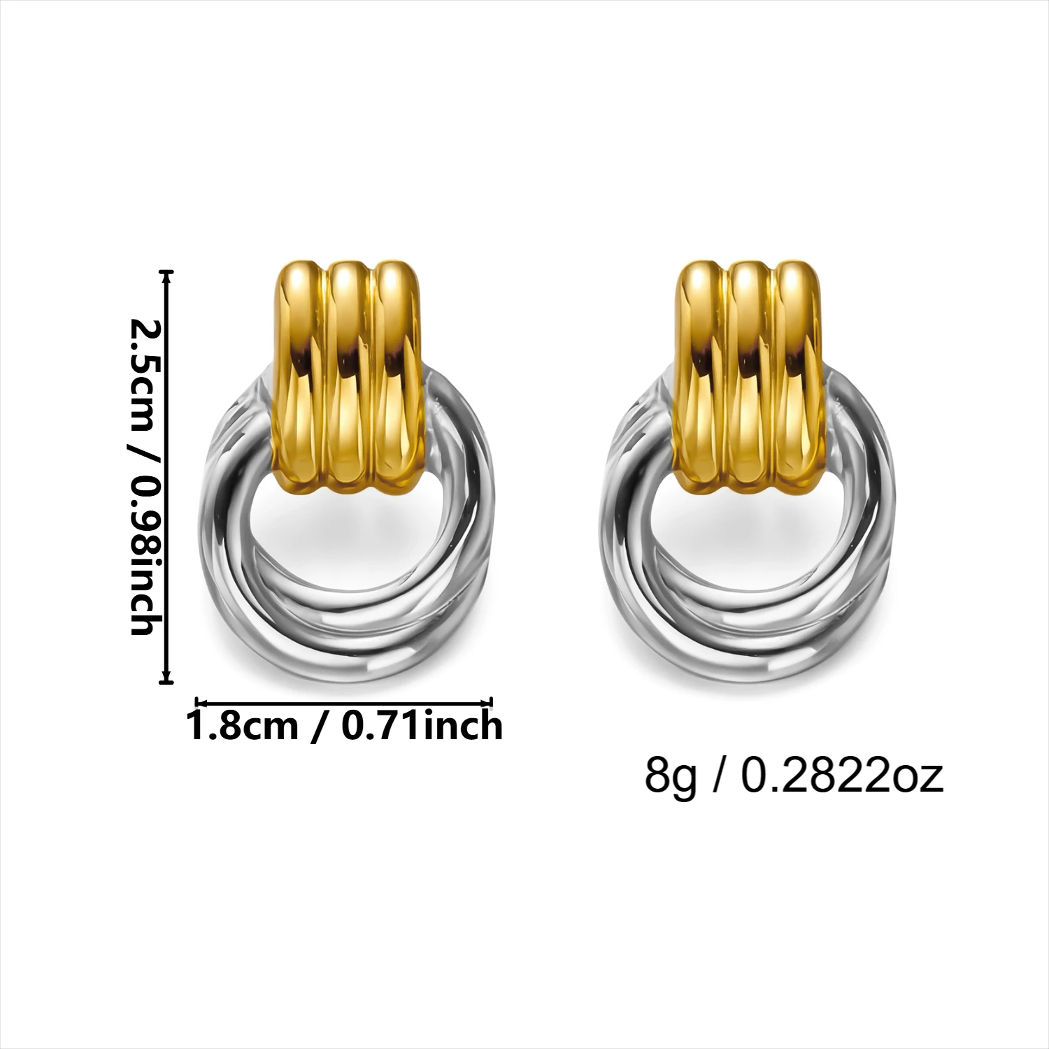 Trendige Edelstahl Mehrschichtige Kreisförmige Gedrehte Knoten-Ohrringe für Frauen Einfache Mehrfarbige Metall-Ohrringe Statement-Schmuck Bijoux – Detail 7