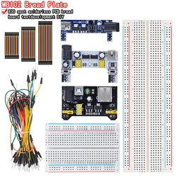 Moduł zasilanie płytki prototypowej 3.3V/5V MB102 + deska do chleba prototypu MB-102 830 punktów dla zestawu arduino + 65 przewody połączeniowe hurtowo