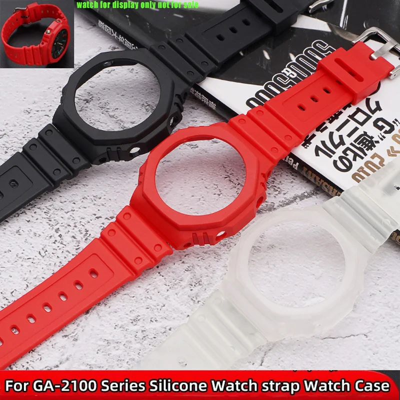 GA-2100 Resin Strap + Case For Casio G-Shock GA-2110 Replace Watch Band Quick Release Men Women Bracelet Protective Bezel Case