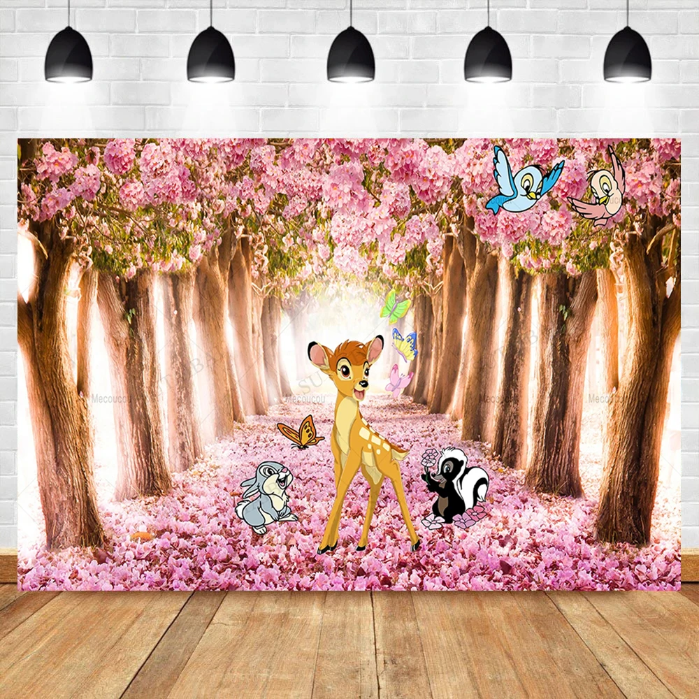 Bambi Background Birthday Party Spring Newborn Photography Backdrop Deer Birthday Theme Baby Shower Banner Poster Decoration