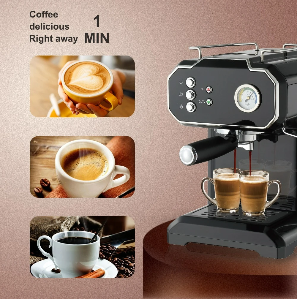 Macchina da caffè italiana per uso domestico, piccola schiuma semiautomatica a vapore ad alta pressione, per uso in ufficio