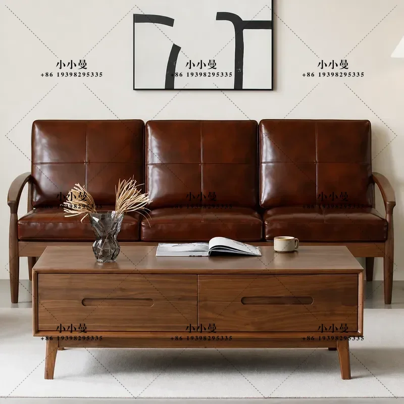 North American Black Walnut All Solid Wood Coffee Table Cherry Wood Log Modern Simple Living Room Small Apartment Rectangular