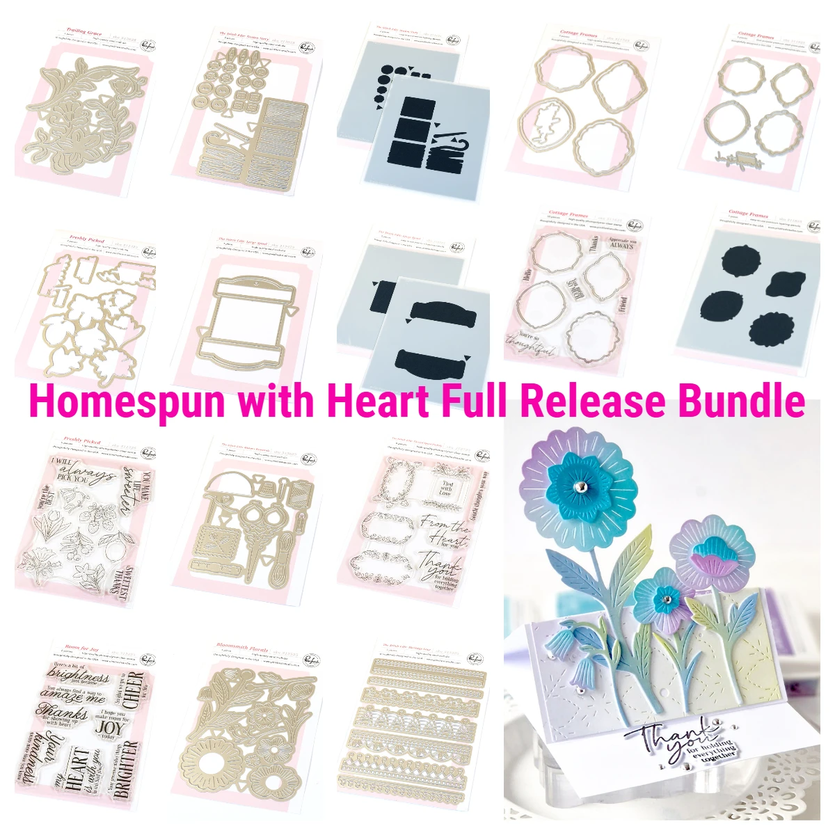 

New Metal Cutting Dies Stamps Stencil Scrapbook Decor Embossing Template DIY Make Homespun with Heart Full Release Bundle Mold