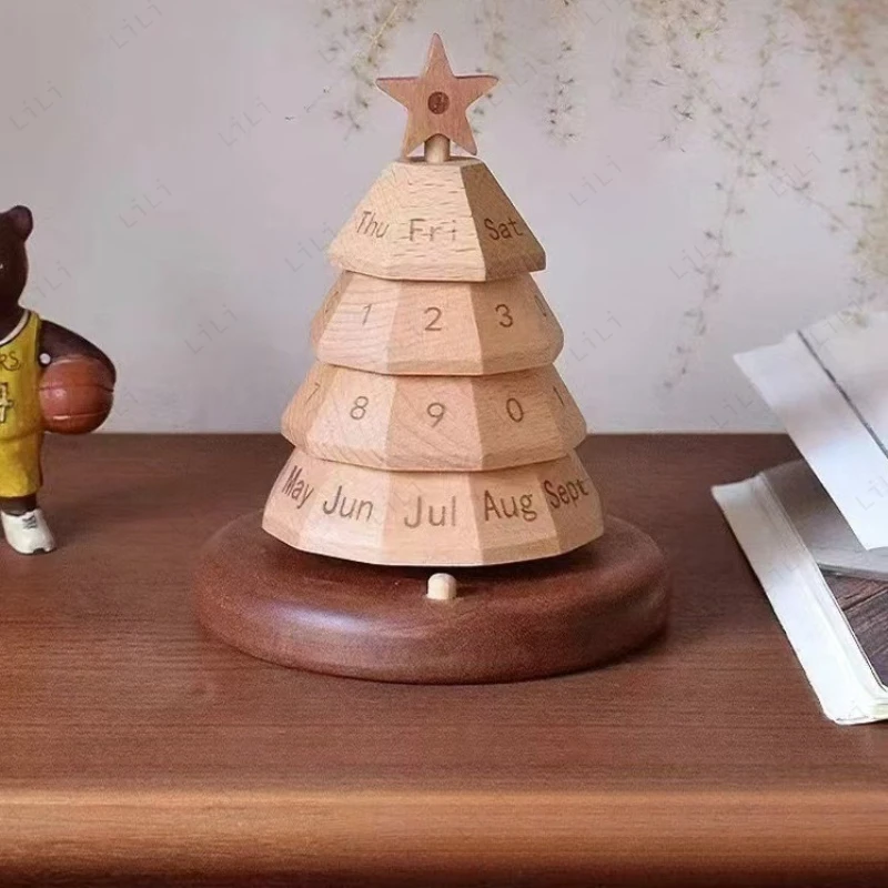 

Christmas Tree Shaped Wooden Calendar Creative Calendar Ornament Reusable Calendar New Year Decoration Gift Holiday Gift