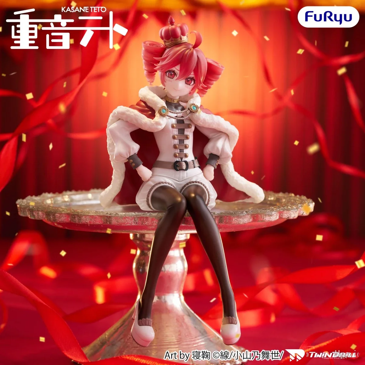 Kasane Teto Twin-Tail Anime Girl Figure King's Costume Collectible Dolls Cute Character Statues for Desktop Birthday Gifts