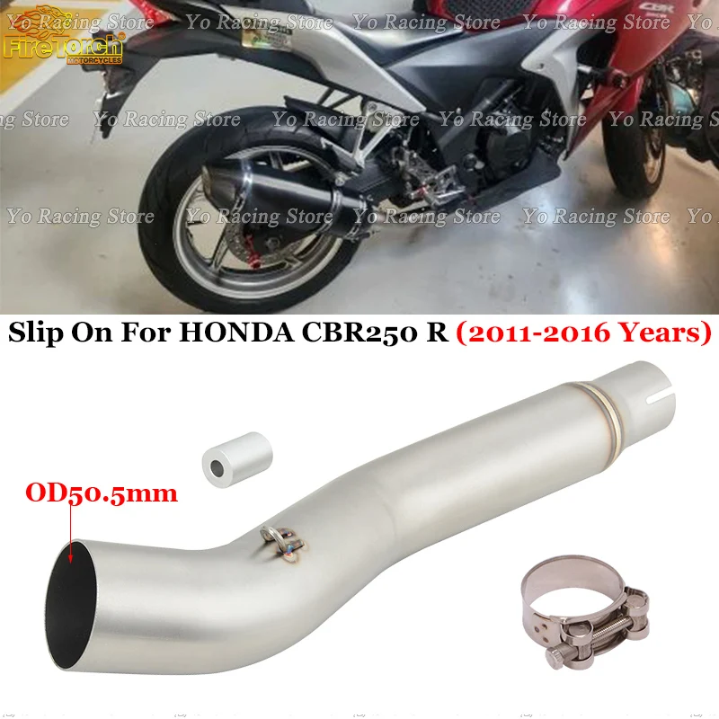 

Slip On For Honda CBR250R CBR250 R CBR 250R 2011-2016 Motorcycle Exhaust System Middle Link Pipe Connecting 51mm Muffler Tube