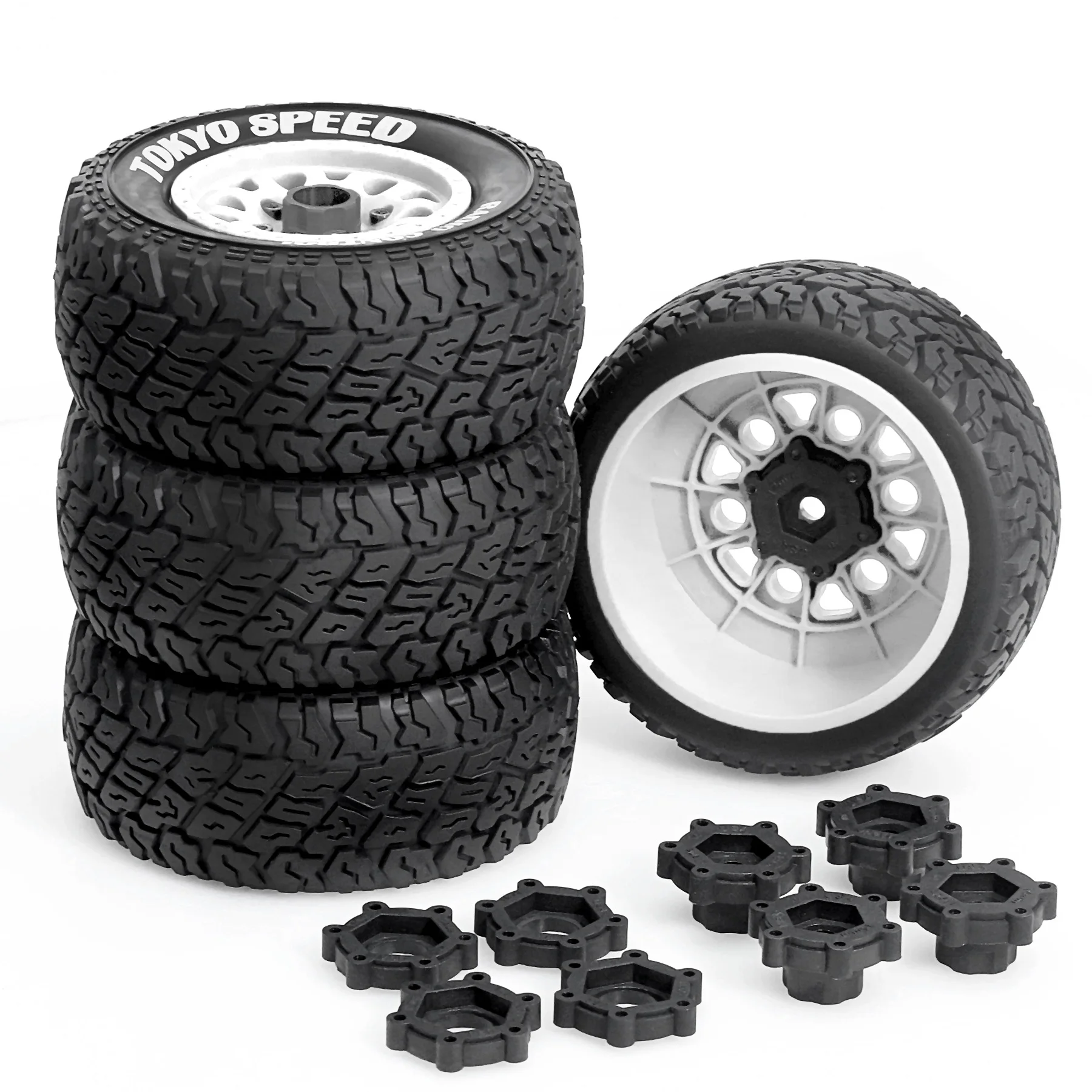 KMC Short Truck Wheel & Rubber Tires 12 14 17mm Hex for 1/8 1/10 Scale RC Car HSP Sonic GT LC RACING PTG-2 Tamiya Arrma SENTON