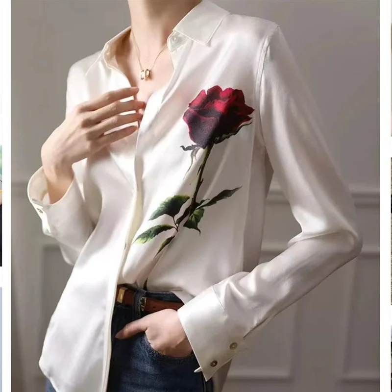 女性用ヘビーシルク irt ロングスベ クリーンフィットデザイン ポリエステル繊維 変形しない 薄いスレ フリップカラー 秋シーズン