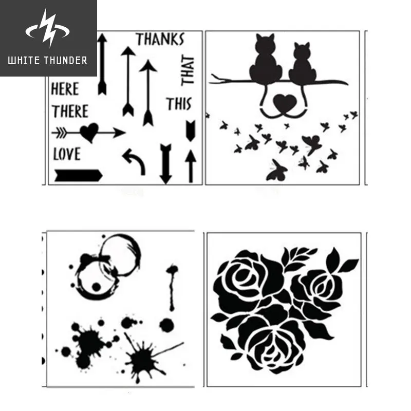 Cat Decorative Ruler Spray Painting Stencil Drawing Tool For Coffee Baking Cake DIY Scrapbooking Decoration Template